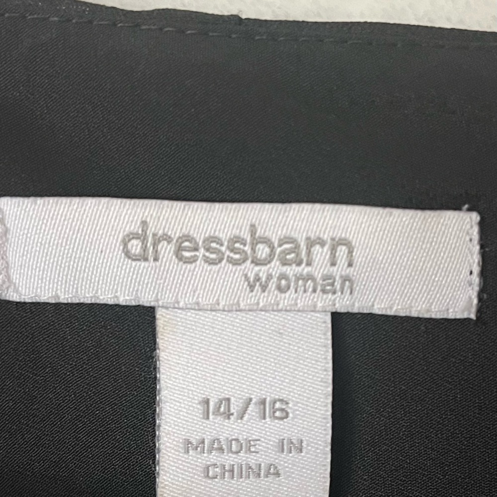 Dressbarn Black Blouse with Floral Embroidery & Ruffle Sleeve 14/16 - Picture 9 of 16